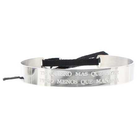 RIGID STEEL BRACELET WITH MESSAGE ´´I LOVE YOU MORE THAN YESTERDAY BUT LESS THAN TOMORROW´´