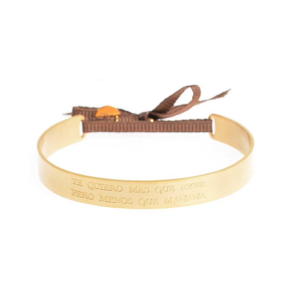 PULSERA RÍGIDA ACERO MENSAJE "TE QUIERO MÁS QUE AYER PERO MENOS QUE MAÑANA"