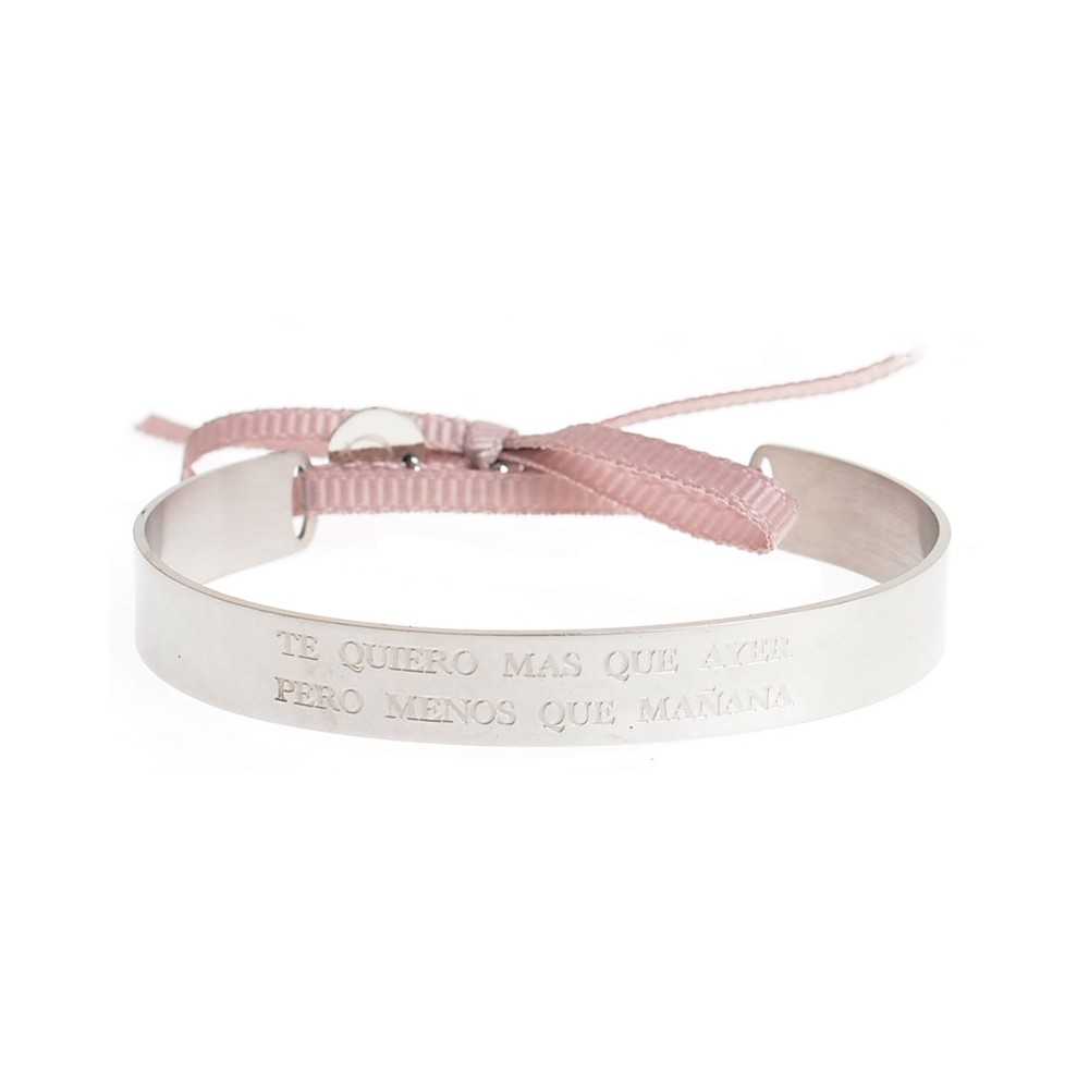 RIGID STEEL BRACELET WITH MESSAGE ´´I LOVE YOU MORE THAN YESTERDAY BUT LESS THAN TOMORROW´´