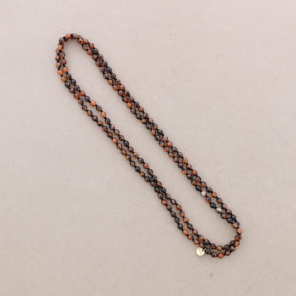 LONG STONE BALL NECKLACE WITH KNOTS