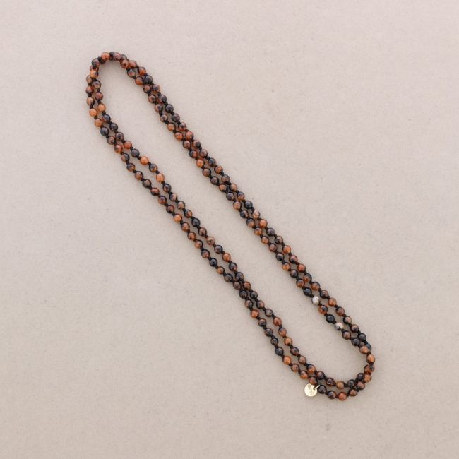 LONG STONE BALL NECKLACE WITH KNOTS