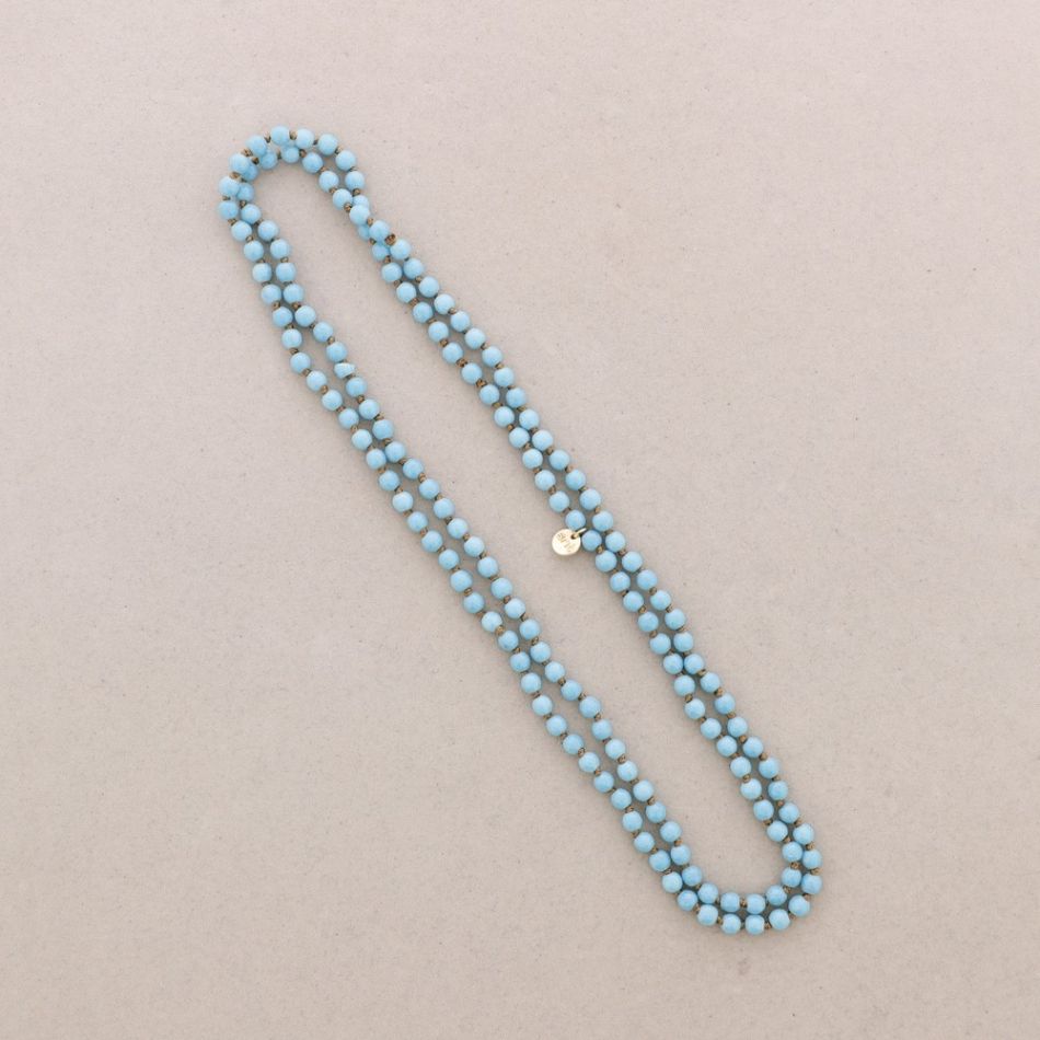 LONG STONE BALL NECKLACE WITH KNOTS
