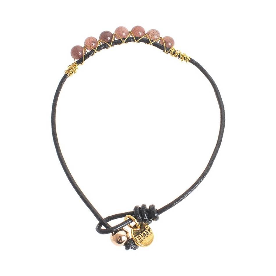 PULSERA CUERO PIEDRAS