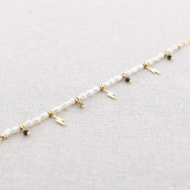 STEEL SHORT NECKLACE WITH PENDANT CULTURED PEARLS