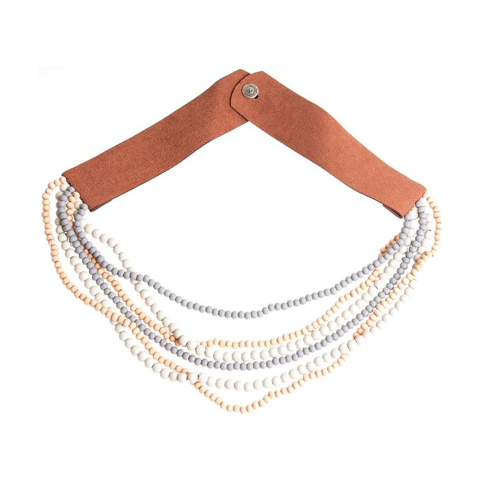 LONG NECKLACE 6 LEVELS WOODEN BALLS