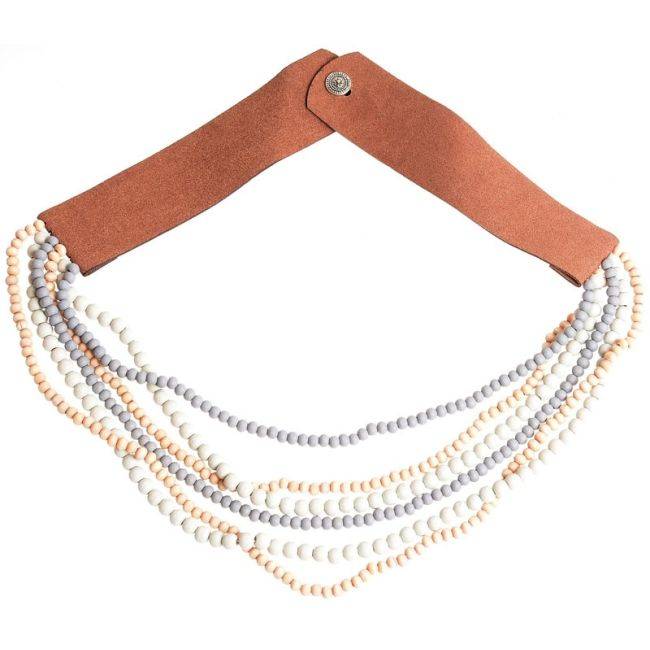 LONG NECKLACE 6 LEVELS WOODEN BALLS