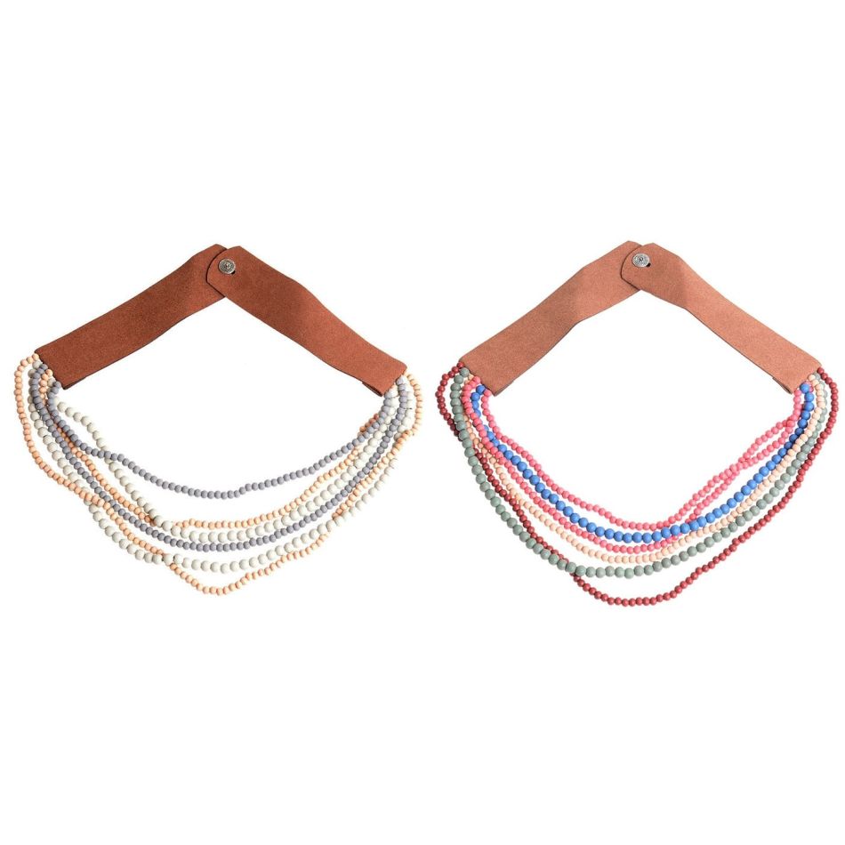 LONG NECKLACE 6 LEVELS WOODEN BALLS