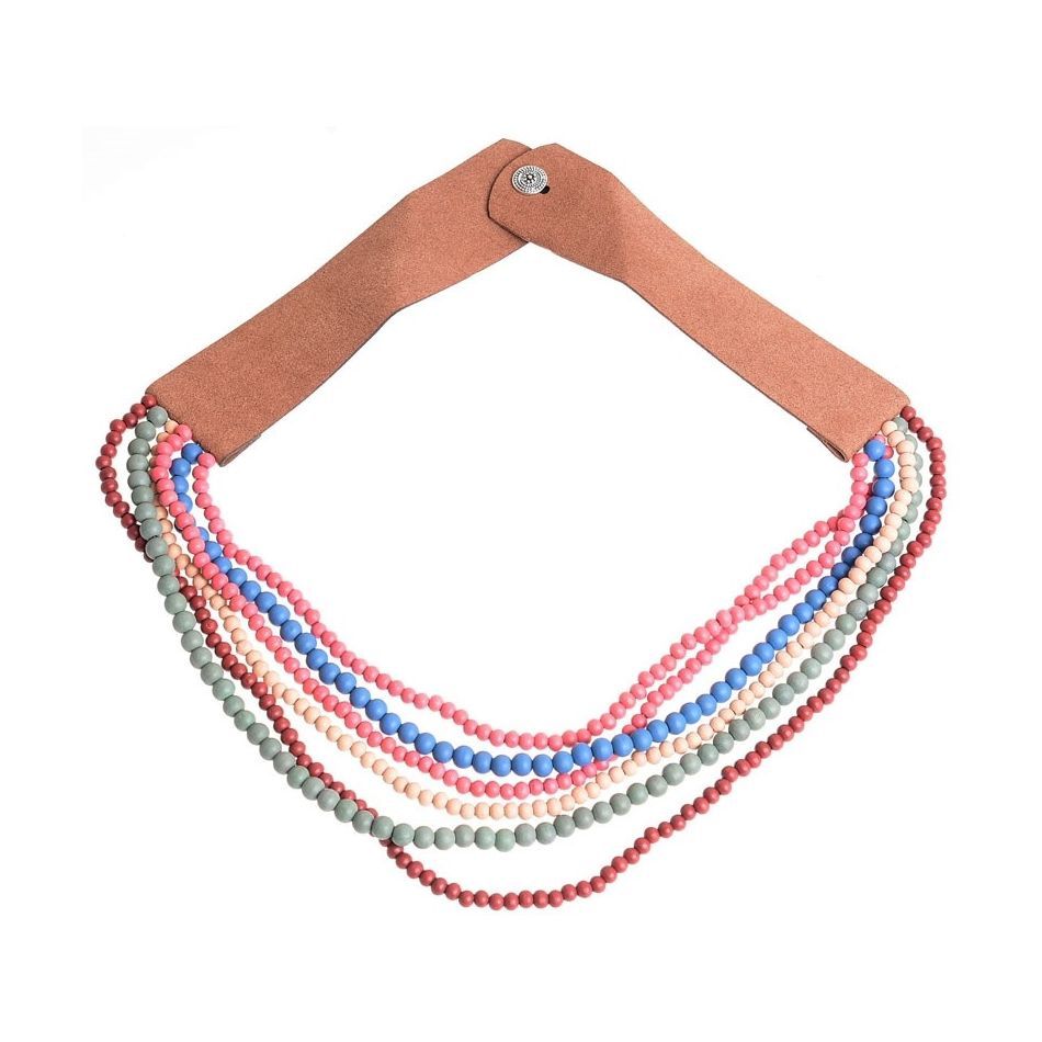 LONG NECKLACE 6 LEVELS WOODEN BALLS