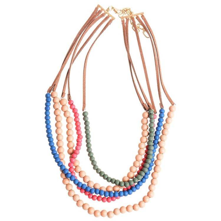 SHORT NECKLACE 5 LEVELS WOODEN BALLS