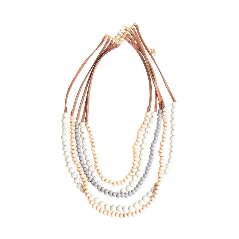SHORT NECKLACE 5 LEVELS WOODEN BALLS