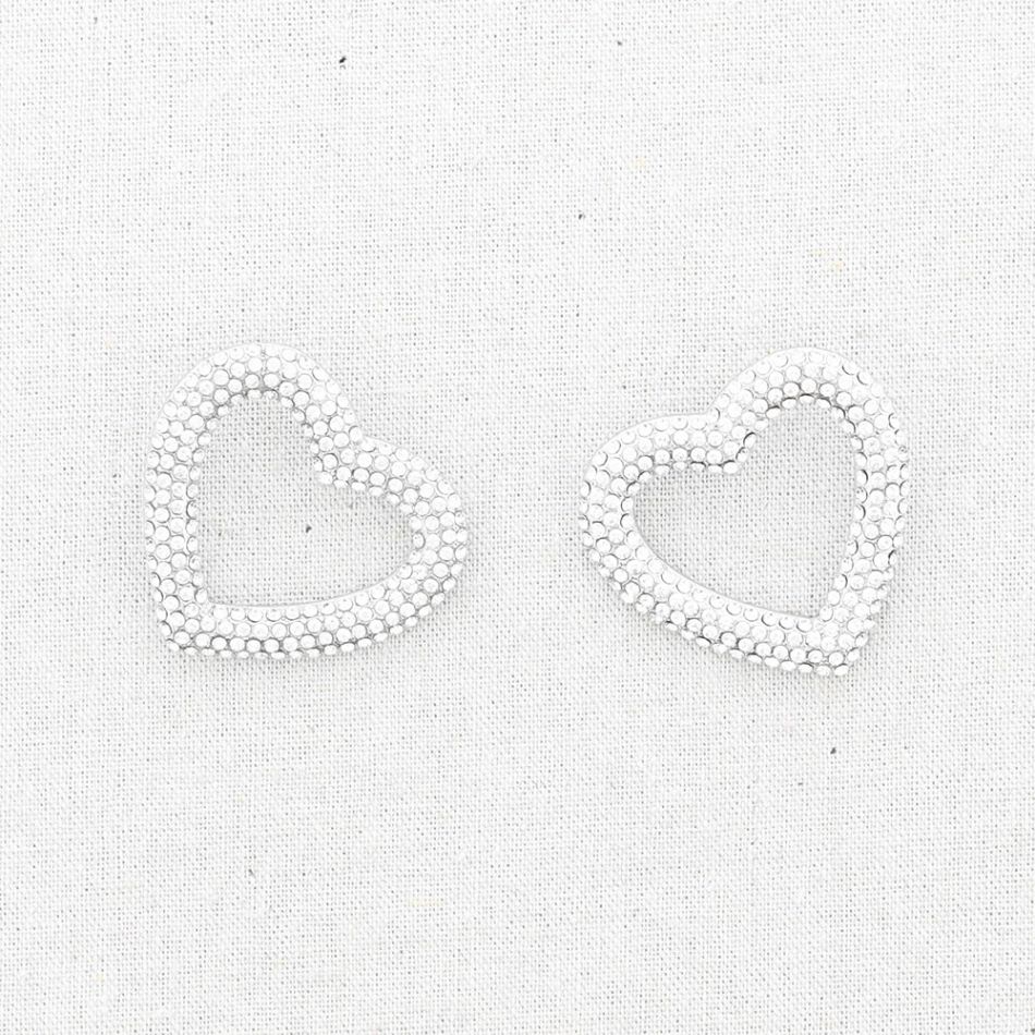PENDIENTES PRESIÓN ACERO CORAZÓN CRISTALES