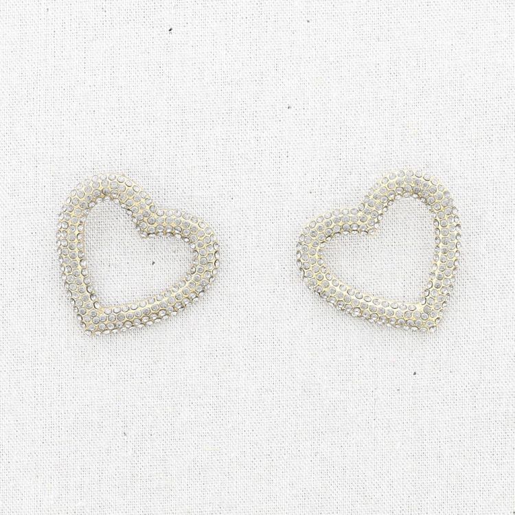 PENDIENTES PRESIÓN ACERO CORAZÓN CRISTALES 2