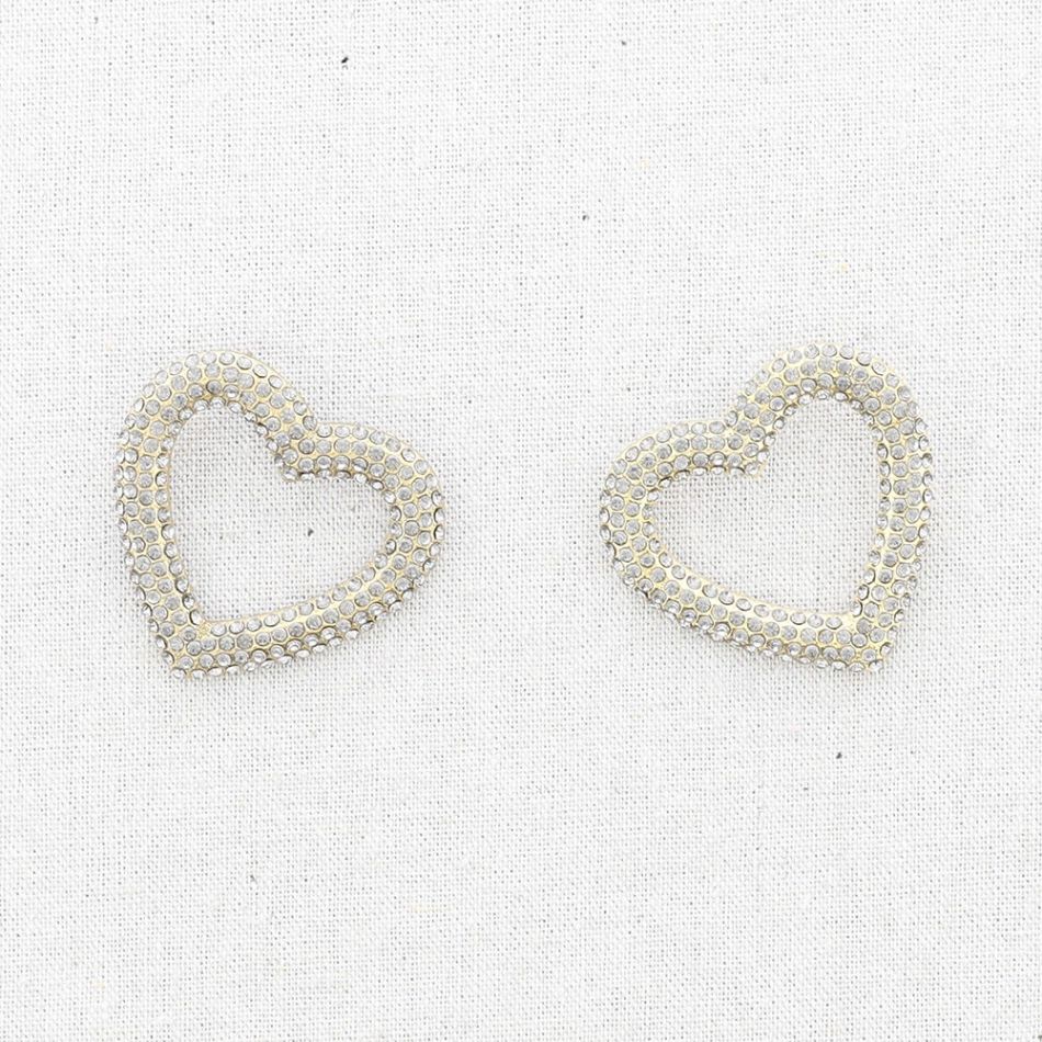 PENDIENTES PRESIÓN ACERO CORAZÓN CRISTALES