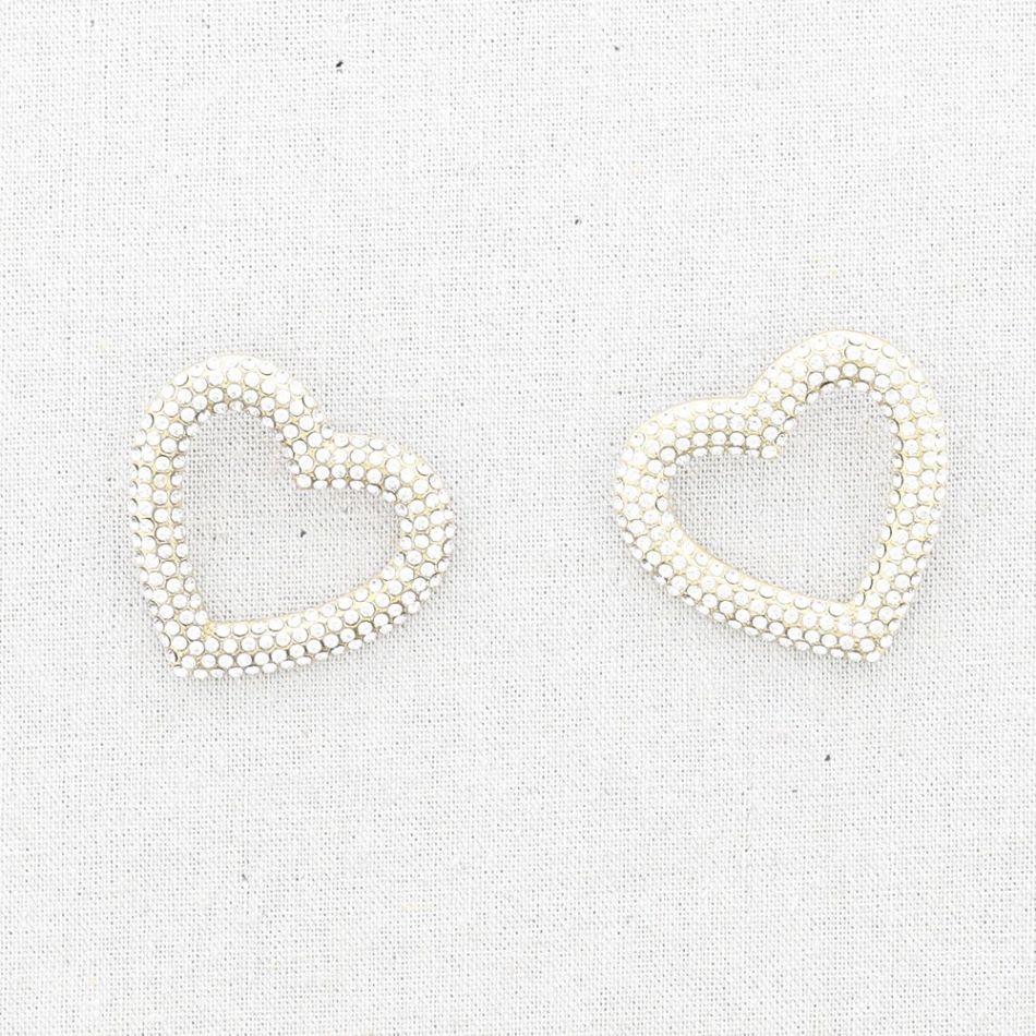 PENDIENTES PRESIÓN ACERO CORAZÓN CRISTALES
