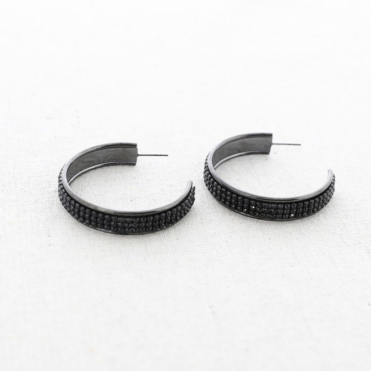 DOUBLE ROW CRYSTAL STEEL EARRINGS