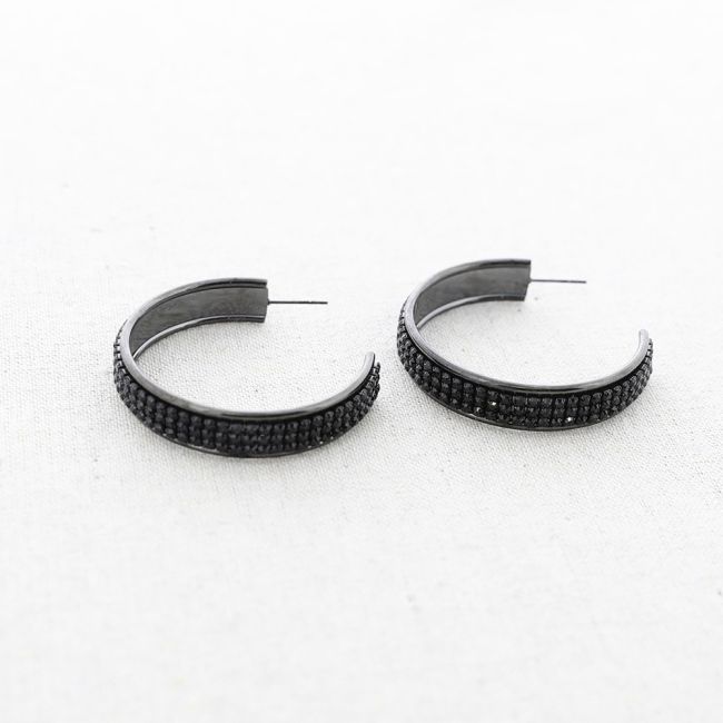 PENDIENTES ACERO ARO DOBLE FILA CRISTALES