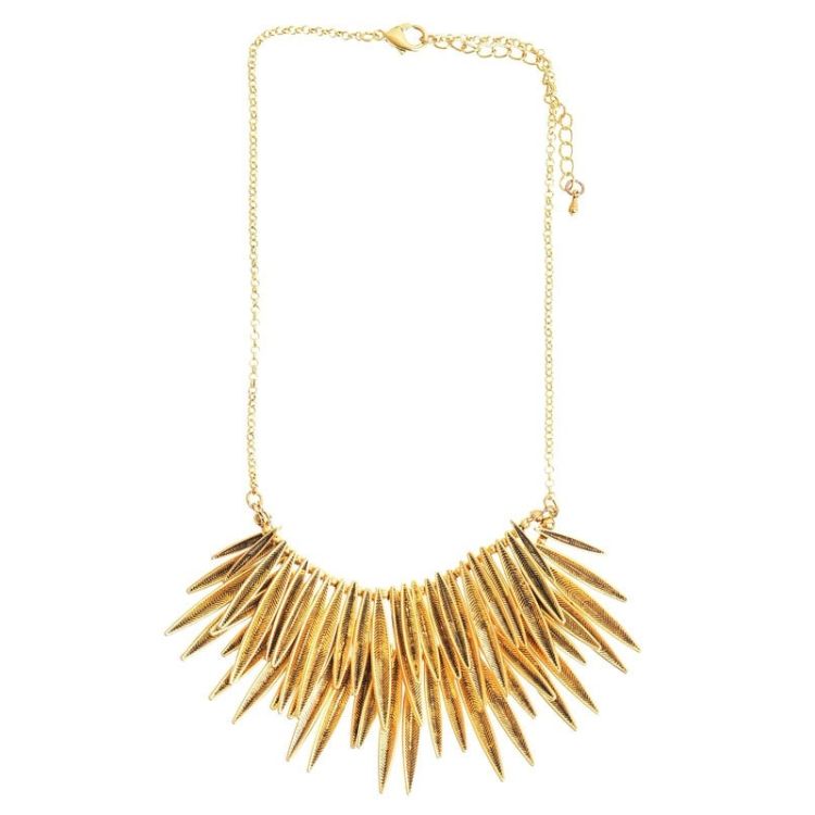 2 LEVELS METAL LEAF SHORT NECKLACE