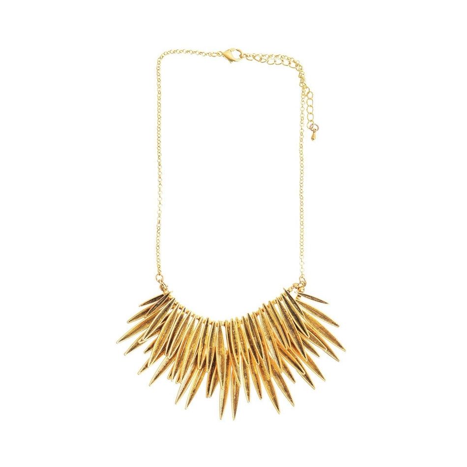 2 LEVELS METAL LEAF SHORT NECKLACE