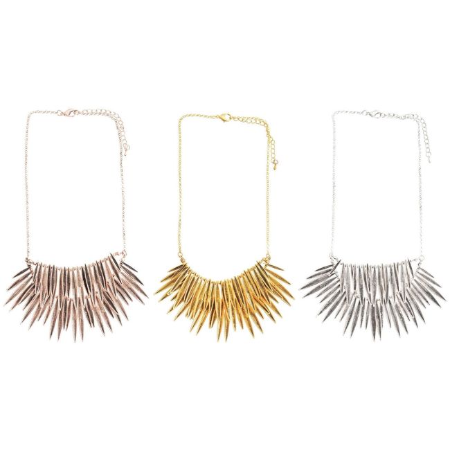 2 LEVELS METAL LEAF SHORT NECKLACE
