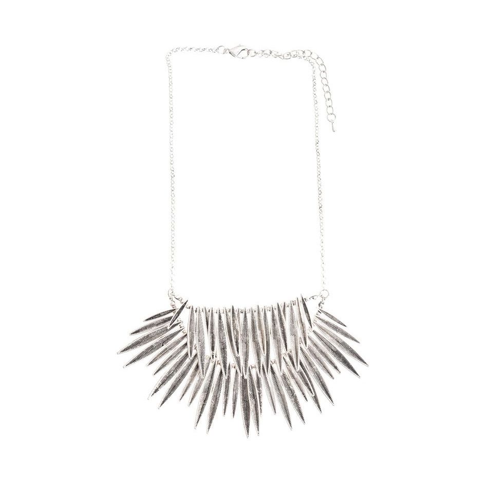 2 LEVELS METAL LEAF SHORT NECKLACE