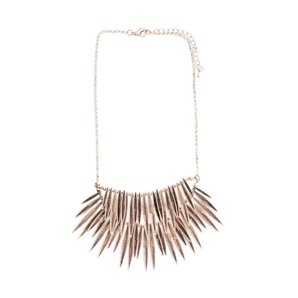 2 LEVELS METAL LEAF SHORT NECKLACE