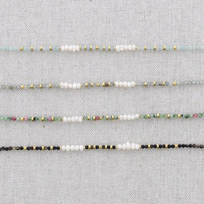 CULTIVATED PEARLS STONES STEEL SHORT NECKLACE