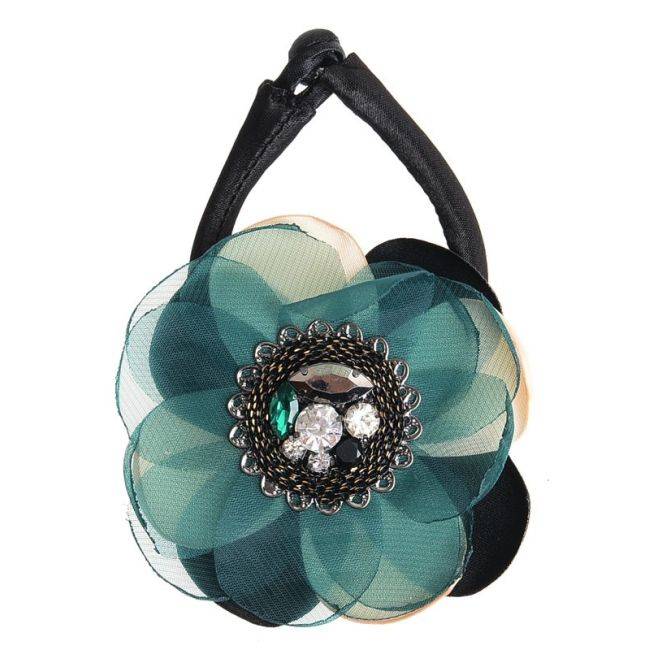CRYSTAL FABRIC FLOWER BRACELET