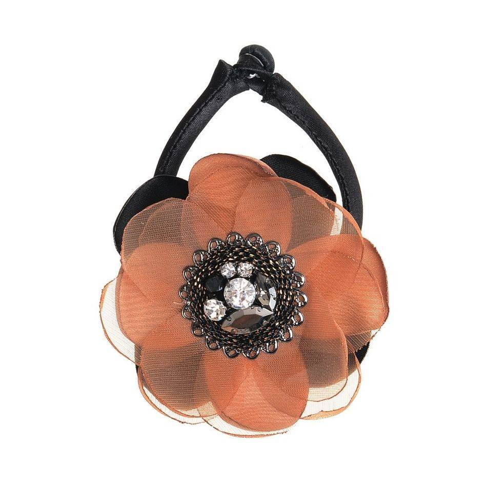 PULSERA FLOR TELA CRISTALES