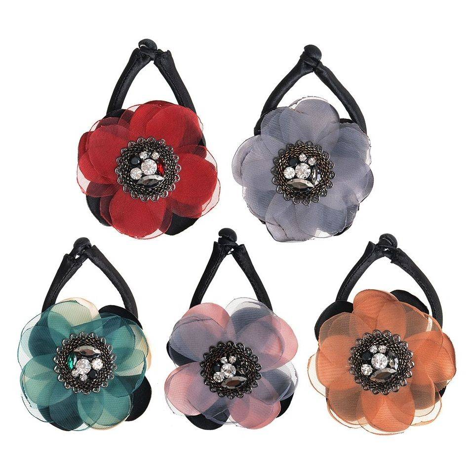 CRYSTAL FABRIC FLOWER BRACELET