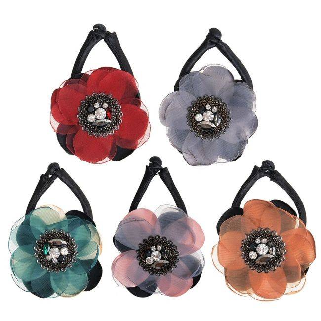 CRYSTAL FABRIC FLOWER BRACELET
