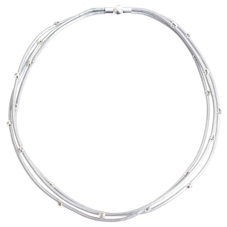 GARGANTILLA PULSERA POLIPIEL CUENTAS METAL