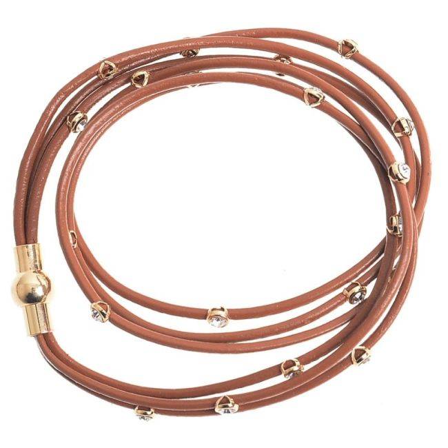 METAL BEADS IMITATION LEATHER BRACELET SHORT NECKLACE
