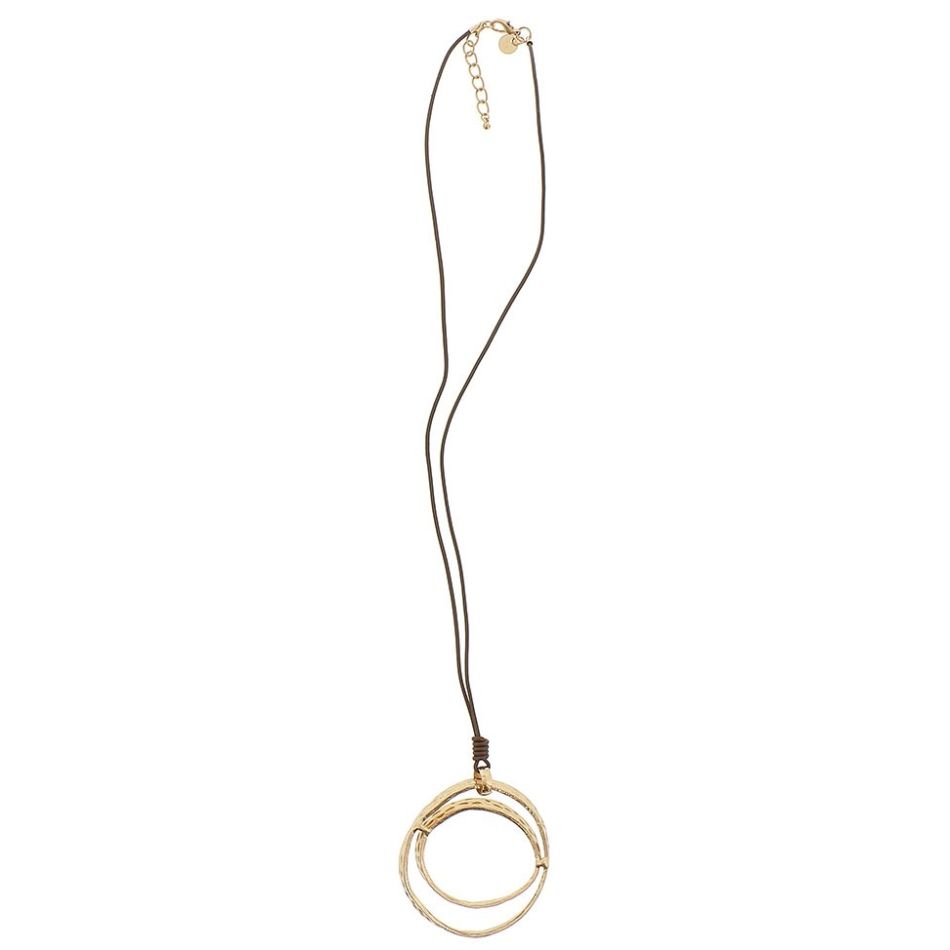 LONG METAL NECKLACE WITH GEOMETRIC SHAPES