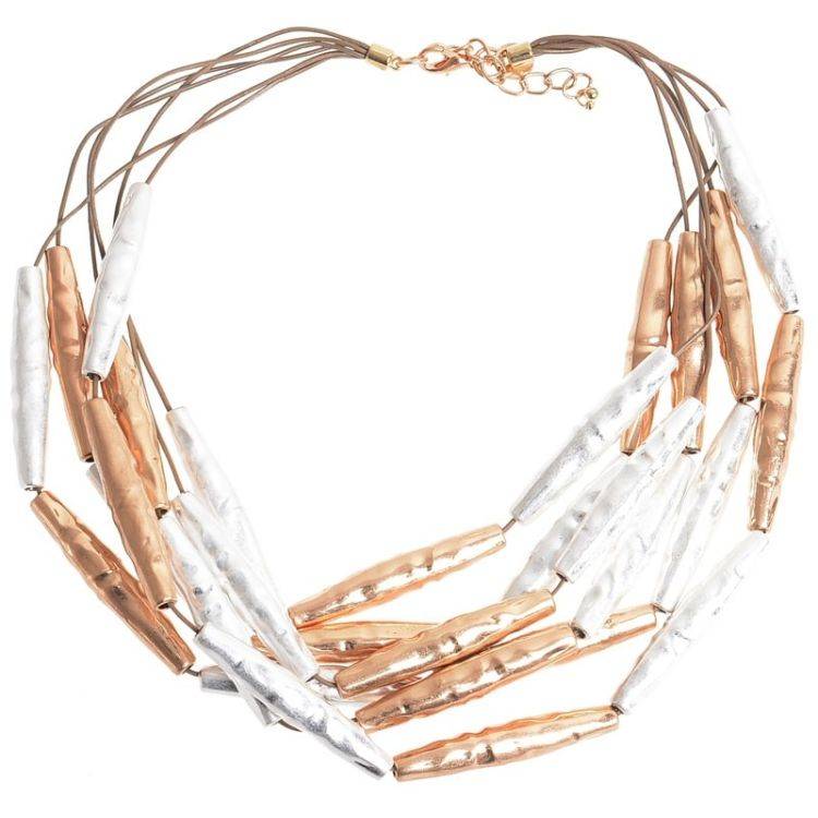 SHORT NECKLACE 6 LEVELS CYLINDERS