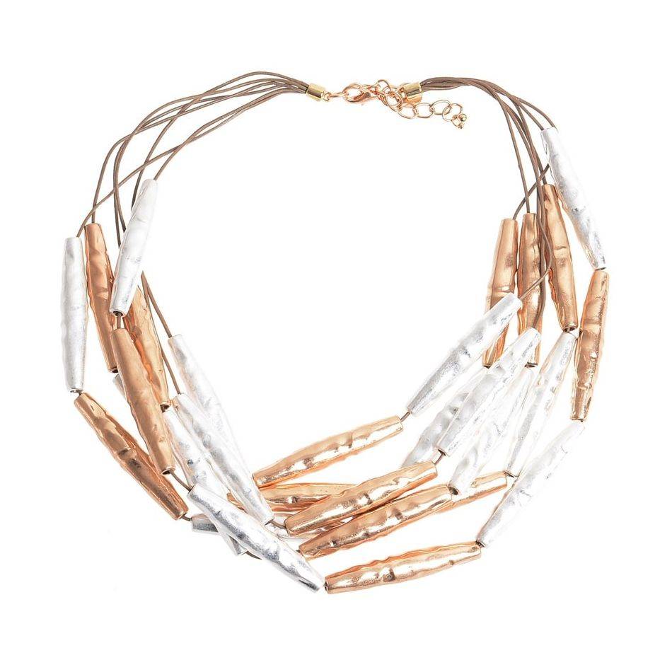 SHORT NECKLACE 6 LEVELS CYLINDERS