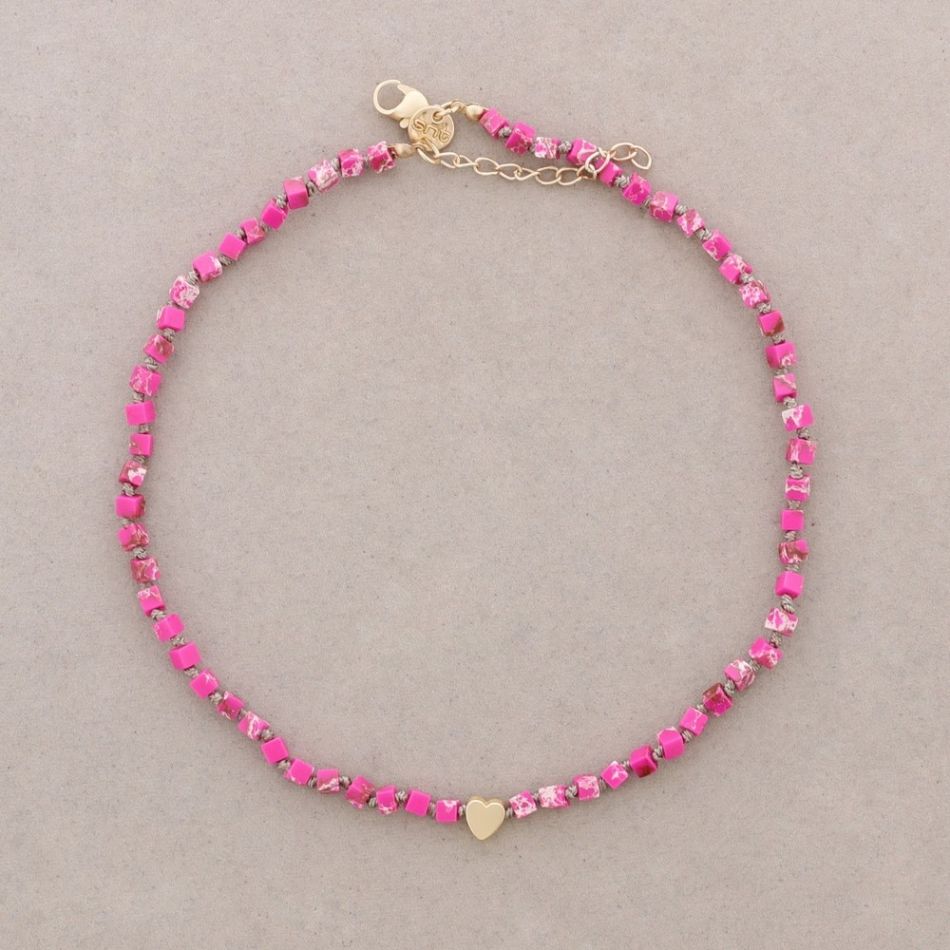 SHORT NECKLACE WITH SQUARE STONES WITH KNOTS