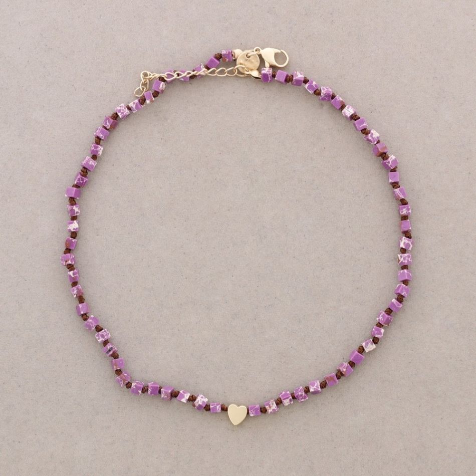 SHORT NECKLACE WITH SQUARE STONES WITH KNOTS