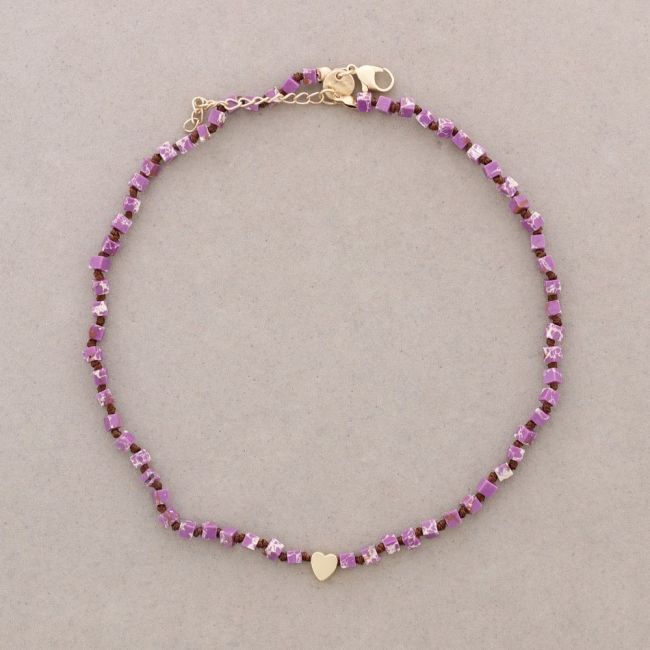 SHORT NECKLACE WITH SQUARE STONES WITH KNOTS