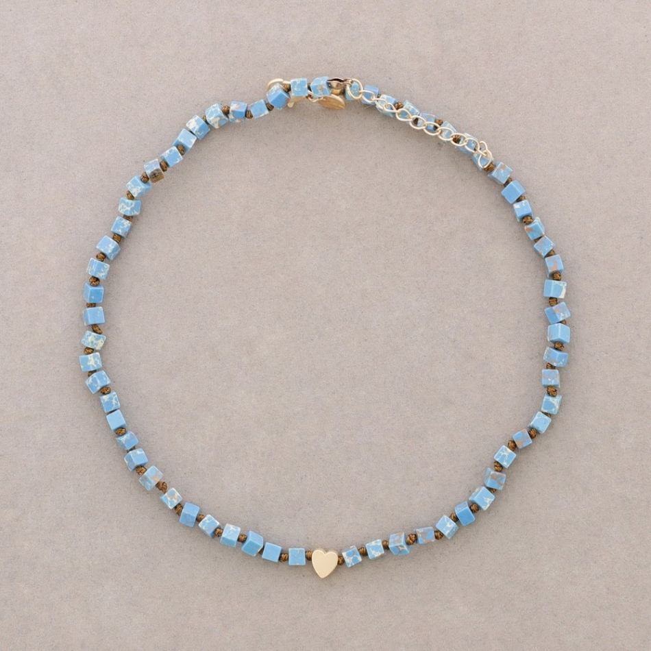 SHORT NECKLACE WITH SQUARE STONES WITH KNOTS