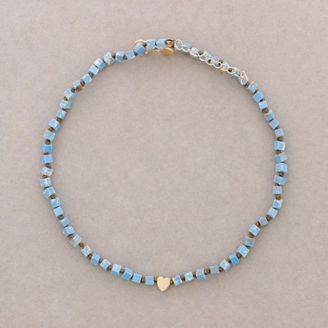 SHORT NECKLACE WITH SQUARE STONES WITH KNOTS