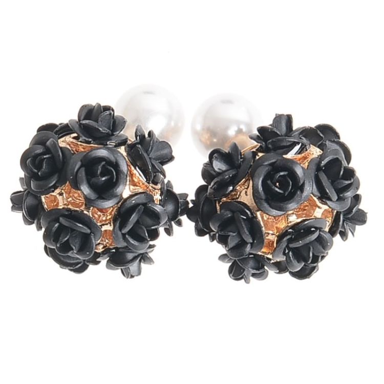 PENDIENTES FLORES METAL PERLA