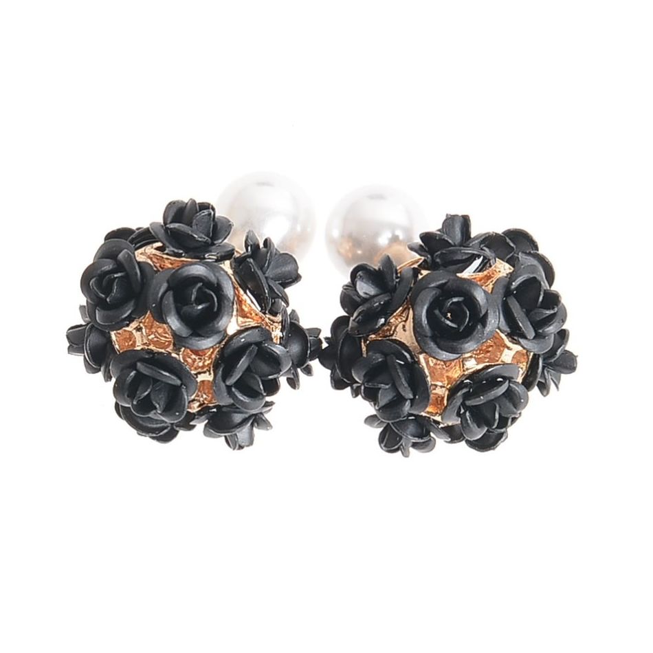 METAL PEARL FLOWER EARRINGS