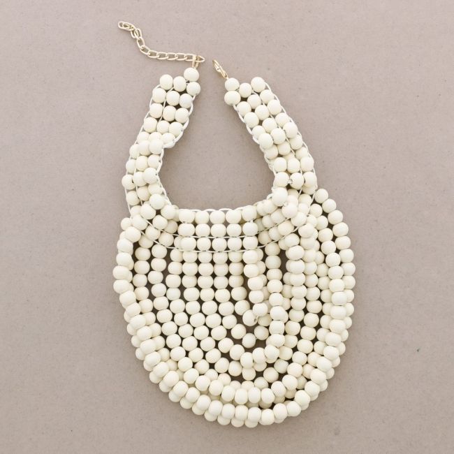 WOODEN BALLS BIB SHORT NECKLACE