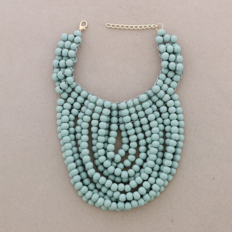 WOODEN BALLS BIB SHORT NECKLACE