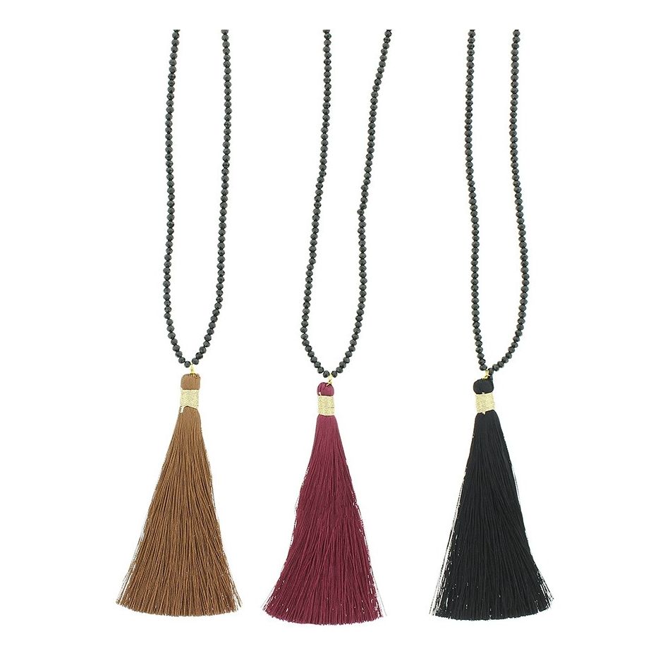 LONG FRINGE PENDANT NECKLACE