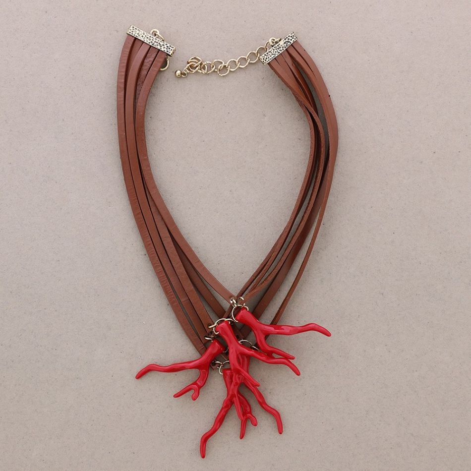 GARGANTILLA CUERO CORAL