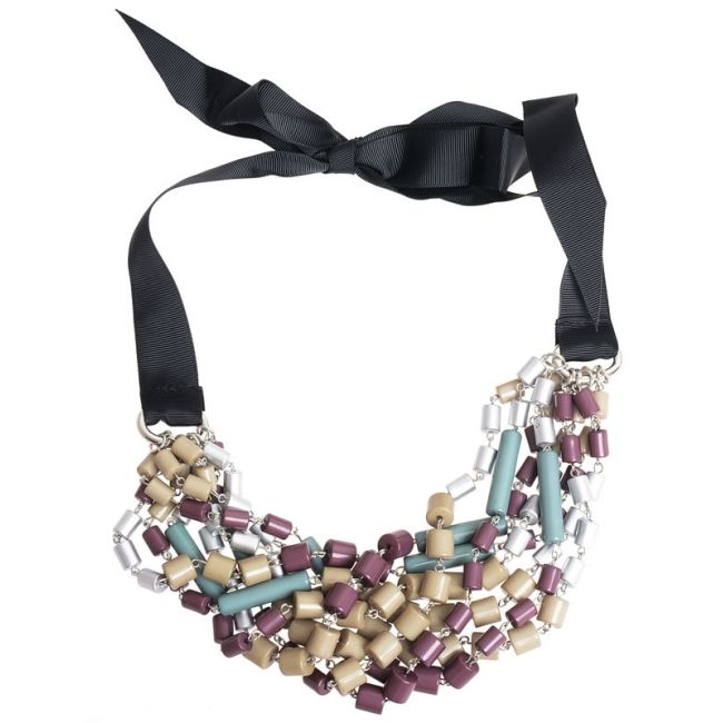 BEADED BOW SHORT NECKLACE