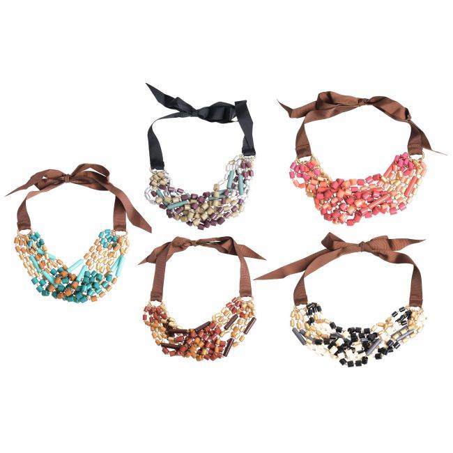 BEADED BOW SHORT NECKLACE