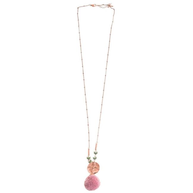 LONG POMPOM PENDANT NECKLACE