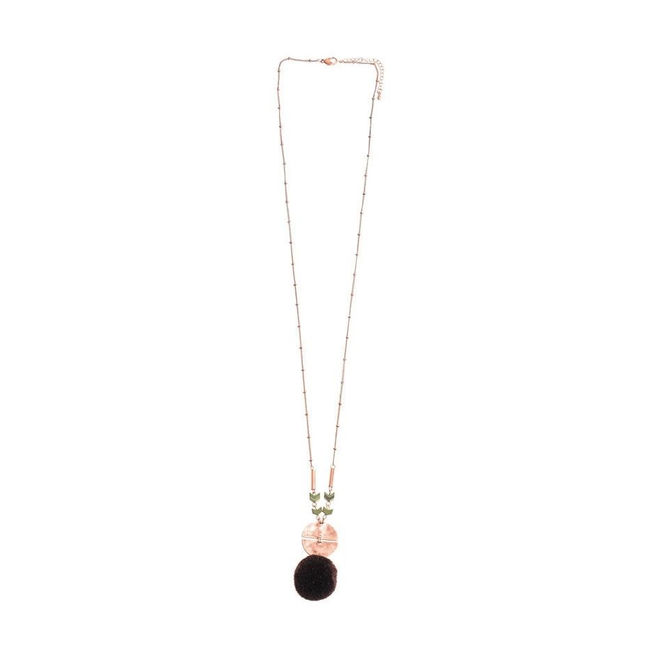 LONG POMPOM PENDANT NECKLACE